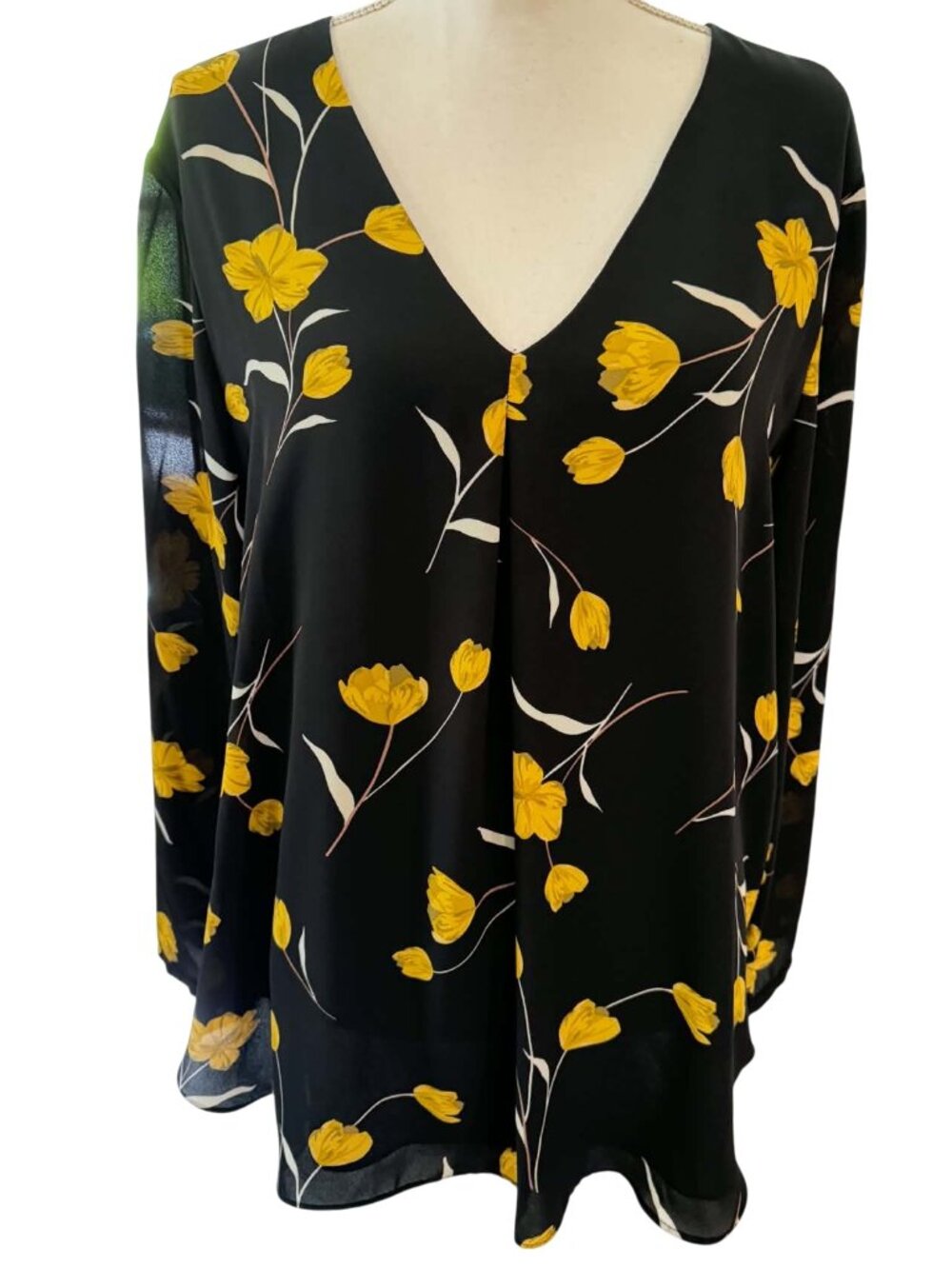 Premise V-neck Chiffon Long-Sleeve Blouse
